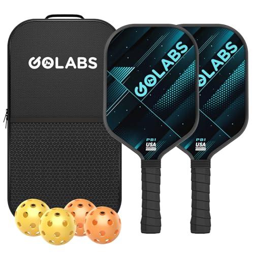 Golabs PB1 Pickleball Paddles Set of 2, Durable Fiberglass Surface& 16mm STR-Core Power Polymer Core, USAPA Approved, 8oz Lightweight & Comfort Anti-Slip Elongated Grip for Increased Power and Spin