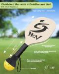 NQV Pickleball Set with Net,10FT Half Court Size Pickleball Net Portable Outdoor Indoor Driveway Home+4 Wood Paddles+4 Balls+4 Ball Retrievers for Adults Kids Beginners Pros
