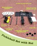 NQV Pickleball Set with Net,10FT Half Court Size Pickleball Net Portable Outdoor Indoor Driveway Home+4 Wood Paddles+4 Balls+4 Ball Retrievers for Adults Kids Beginners Pros