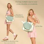 Mini Momo Durable Pickleball Tote Bag with Large Capacity & Adjustable Crossbody Strap (Mint)