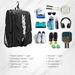 TILDOSAC Versatile Pickleball Backpack For Sport, Large Paddles Duffle Bag With Shoes Compartment For Travel (Deep Black)