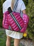 Babs + Birdie The Bennett Pickleball Puffer Duffel Sport Bag – Lightweight Pickleball Bag for Men & Women with Paddle Compartment and Large Storage (Electric Pink)