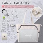 SMRITI Canvas Tennis Tote Bag for Women, Portable Tennis Racquet Shoulder Bag for Large Tennis Racket, Badminton, Pickleball, Padel (Light Grey)