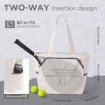 SMRITI Canvas Tennis Tote Bag for Women, Portable Tennis Racquet Shoulder Bag for Large Tennis Racket, Badminton, Pickleball, Padel (Light Grey)