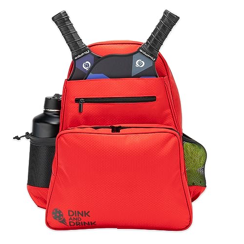 Red Pickleball Backpack with Cooler, Paddle Compartment & Pockets