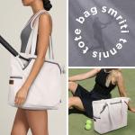 SMRITI Canvas Tennis Tote Bag for Women, Portable Tennis Racquet Shoulder Bag for Large Tennis Racket, Badminton, Pickleball, Padel (Light Grey)