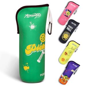 Amoswiz Pickleball Ball Holder - 1 Pc Pickle Ball Storage Bag, Portable Tennis Pouch with Hook for Fence, Premium Neoprene Material Bottle Holder, Pickleball Accessory Green Color