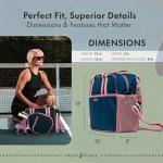 Fresh Pickle Lola Pickleball Tote Bag for Women - Designer Pickleball Bag with Paddle Storage, Zip Pockets & Shoulder Strap, Chic, Durable, Water-Resistant Pickle Ball Bags, Navy/Pink