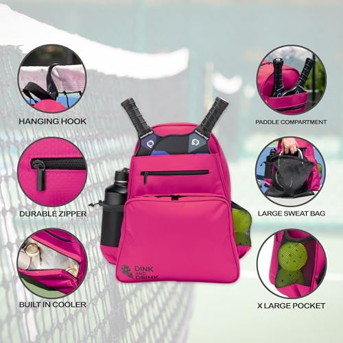 Stylish 2-In-1 Pickleball Bag with Cooler (Pink)