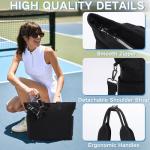 VASCHY Pickleball Tote Bags For Women With Fence Hook, Pickleball Paddle Holder Case Quilted Puffer Work/Gym/Sports Tote for 2 Rackets with Crossbody Strap Black