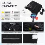 VASCHY Pickleball Tote Bags For Women With Fence Hook, Pickleball Paddle Holder Case Quilted Puffer Work/Gym/Sports Tote for 2 Rackets with Crossbody Strap Black