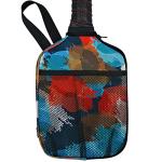 Neoprene Pickleball Paddle Cover with Inner Pockets and Handle Strap - Racket Sleeve with Ball Holder Organizer Bag (Red Art Print)