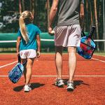 Neoprene Pickleball Paddle Cover with Inner Pockets and Handle Strap - Racket Sleeve with Ball Holder Organizer Bag (Red Art Print)