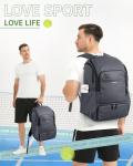 sportsnew Pickleball Bag, Waterproof Pickleball Backpack for Women Men with Shoe Compartment & Fence Hook, Gray Patent Pending