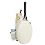 Rejolly Tennis Racket Sling Bag for Women Men Quilted Water Resistant Racquet Cover One Shoulder Crossbody Bag for 2 Tennis Rackets, Pickleball Paddles, Badminton Racquet Cream White