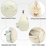 Rejolly Tennis Racket Sling Bag for Women Men Quilted Water Resistant Racquet Cover One Shoulder Crossbody Bag for 2 Tennis Rackets, Pickleball Paddles, Badminton Racquet Cream White