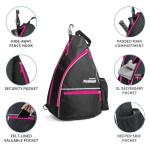 Mangrove Pickleball Bag for Women, Pickleball Backpack Adjustable Sling Bag with Fence Hook, Upgraded Capacity, Safety Pocket, Water Bottle Holder - 2026 Design Pickle Ball Paddle Bags (Pink)