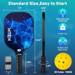 MTEN Pickleball Paddles, USAPA Approved Pickleball Paddles Set of 4, Fiberglass Surface Pickleball Set, 4Pickleball Rackets, 4 Pickleball Balls, 4 GripTapes & Carry Bag for Men Women