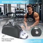 Maymooner Pickleball Bag with Shoes Compartment & Wet Pocket for Men Women,Water Resistant Sport Gym Bag Small Travel Duffel Weekender Overnight Bags,Dark Grey