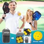 MTEN Pickleball Paddles, USAPA Approved Pickleball Paddles Set of 4, Fiberglass Surface Pickleball Set, 4Pickleball Rackets, 4 Pickleball Balls, 4 GripTapes & Carry Bag for Men Women