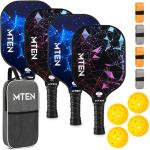 MTEN Pickleball Paddles, USAPA Approved Pickleball Paddles Set of 4, Fiberglass Surface Pickleball Set, 4Pickleball Rackets, 4 Pickleball Balls, 4 GripTapes & Carry Bag for Men Women