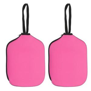 PATIKIL Pickleball Paddle Cover Universal 11.8x8.6 Inch, 2 Pack Neoprene Pickleball Racket Sleeve Paddle Storage Bag with Carrying Strap for Pickleball Paddles,Dark Pink