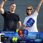 Zgelix Pickleball Paddles Set - Lightweight Fiberglass Paddles (7.88 Oz) with Sweat-Absorbing Anti-Slip Grip - Complete Set with Balls, Cooling Towels, Grip Tape, Ball Retrievers & Durable Carry Bag