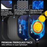MTEN Pickleball Paddles Set of 2, USAPA Approved Fiberglass Surface Pickleball Set with 2 Pickleball Rackets, Pickle Ball Paddle Set ​for Beginners & Pros