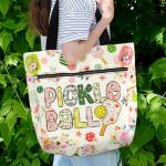 84hoods Tote Bag for Women. Large Shoulder Bag with Pockets and Zipper for Travel, Work, Laptop. Waterproof Grocery Bag. Gift for Pickleball Lover and Player. Flower Pattern.