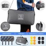 YC DGYCASI Pickleball Paddles Set of 4, USAPA Approved Pickleball Set, 4 Carbon Fiber Pickleball Rackets, 3 Outdoor Balls, 3 Indoor Balls, 4 Replacement Grip, 1 Bag for Women and Men