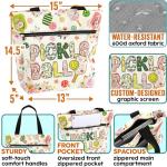 84hoods Tote Bag for Women. Large Shoulder Bag with Pockets and Zipper for Travel, Work, Laptop. Waterproof Grocery Bag. Gift for Pickleball Lover and Player. Flower Pattern.