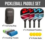 Premium Durable Wood Pickleball Paddles Set of 4, Pickleball Set for Adults, Men & Women with 4 Pickleball Racket, 4 Outdoor & Indoor Pickleballs, 4 Cooling Towels with Pickleball Carry Bag (Wood)