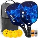 MTEN Pickleball Paddles Set of 2, USAPA Approved Fiberglass Surface Pickleball Set with 2 Pickleball Rackets, Pickle Ball Paddle Set ​for Beginners & Pros