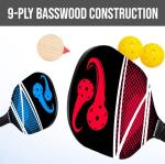 Premium Durable Wood Pickleball Paddles Set of 4, Pickleball Set for Adults, Men & Women with 4 Pickleball Racket, 4 Outdoor & Indoor Pickleballs, 4 Cooling Towels with Pickleball Carry Bag (Wood)