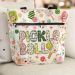 84hoods Tote Bag for Women. Large Shoulder Bag with Pockets and Zipper for Travel, Work, Laptop. Waterproof Grocery Bag. Gift for Pickleball Lover and Player. Flower Pattern.