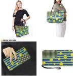 Lotusorchid Satchel Purses for Women, Pickleball American Flag Women Handbags Top Handle Satchel Purse Gift for Mom Wife Girlfriend, Neoprene Handbag with Matching Wallet Easy to Carry