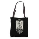 Cool Pickleball Christian Men Women Play Pray Hard Gym Tote Bag
