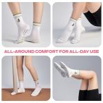 CoolMate Pilates Socks with Grips for Women, Yoga Socks, Crew Non Slip Women for Barre, Pilates Gifts (US, Numeric, 6, 10, Regular, Regular, E-04. 1 Pair Pickleball)