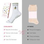 CoolMate Pilates Socks with Grips for Women, Yoga Socks, Crew Non Slip Women for Barre, Pilates Gifts (US, Numeric, 6, 10, Regular, Regular, E-04. 1 Pair Pickleball)