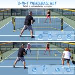 TYRSEN Portable Pickleball Net for Driveway, 22 FT Regulation Size & 11 FT Half Court Size Pickleball Net with Ball Collector, 2-in-1 Pickle Ball Net with Carry Bag for Outdoor Indoor Garages