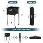 Ladkou Extra Large Tennis Ball Hopper, Holds 200 Balls, Foldable Tennis Ball Basket with Wheels & Removable Bag, Lightweight Pickleball Caddy Cart for Baseball/Softball, for Training/Teaching