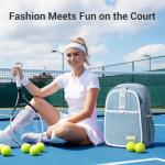 VELADAY Tennis Bag for Women Girl, Stylish Quilted Tennis Pickleball Racket Backpack Wet Pocket, Women Weekend Bag for Travel