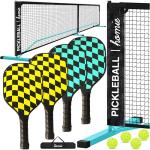 Homie Portable Pickleball Net Set with 4 Paddles, 4 Balls, Backpack Carrying Bag, 22 FT Regulation Size, Easy Setup for Outdoor Indoor, Weather Resistant Metal Frame