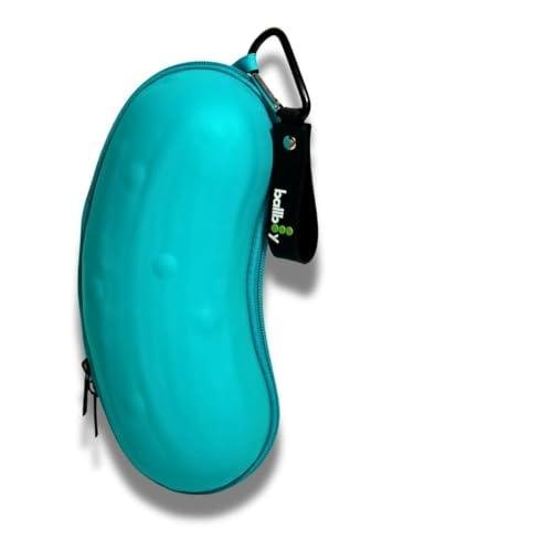 Pickleball Ball Holder – Clips to Fence or Bag, Holds 3 Balls, Zipper Pocket for Accessories, Lightweight Court Organizer (Cool Blue)