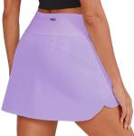 PINSPARK Golf Skirt Silicone Grippers Skorts for Women with Pockets 14" Trendy Tennis Skirts for Workout Pickleball, Lilac M