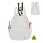 BEEYEO Tennis Bag, Professional Quilted Tennis Backpack Tennis Racket Bags for Women Men for Pickleball Tennis Badminton (White)
