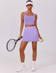 PINSPARK Golf Skirt Silicone Grippers Skorts for Women with Pockets 14" Trendy Tennis Skirts for Workout Pickleball, Lilac M