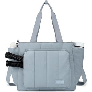 Chase Chic Pickleball Tote Bag for Women,Lightweight Puffer Quilted Crossbody Shoulder Bag Pickle Ball Paddle Holder for Gym Sports,Light Blue