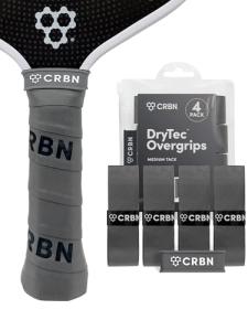 CRBN Pickleball - Drytec™ Overgrips - Pickleball Paddle Grip Tape - Absorbs Shock & Moisture - 4-Pack, Grey