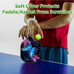 RWUTYTIUL Blue Red Butterfly Pickle Ball Paddle Cover, Neoprene Pickleball Paddle Sleeve with Zippered Racket, Universal Paddle Storage Bag Size 8.66" x 11.4", Pickleball Paddle Case for Women Men